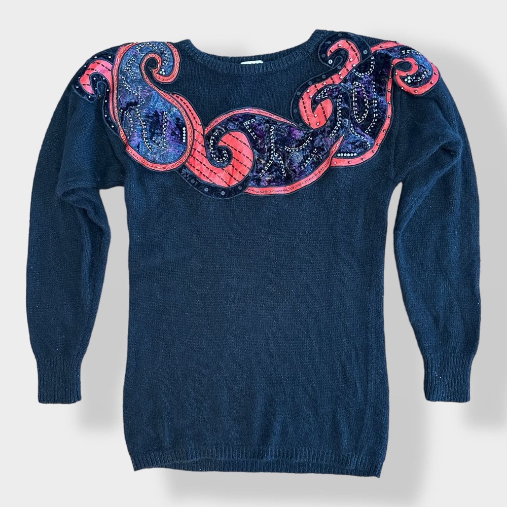 Nilani‎ Vintage 80s Silk Angora blend western sweater Size S